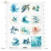  Żółw morski, złota rybka, ryby, delfin, ośmiornica, manta, płaszczka, ocean, fauna, akwarela*Sea turtle, goldfish, fish, dolphin, octopus, manta ray, stingray, ocean, fauna, watercolor